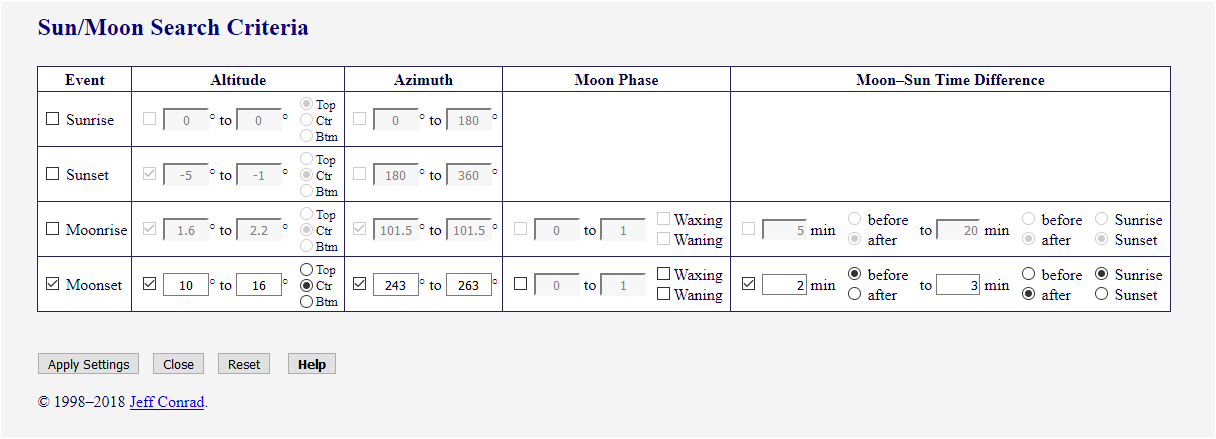 [Image: Sun/Moon Search Criteria for Mount Whitney Moonset]